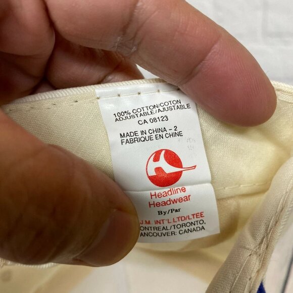 Vintage Hat Cap Snapback Cream White Blue Advance Canada 100% Cotton Item# 2 - Picture 6 of 7